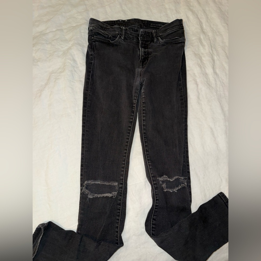 ALLSAINTS Black Distressed Women Skinny Jeans